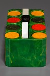 Stunning Emerald Green Swirl Catalin Poker Chip Caddy with Chips